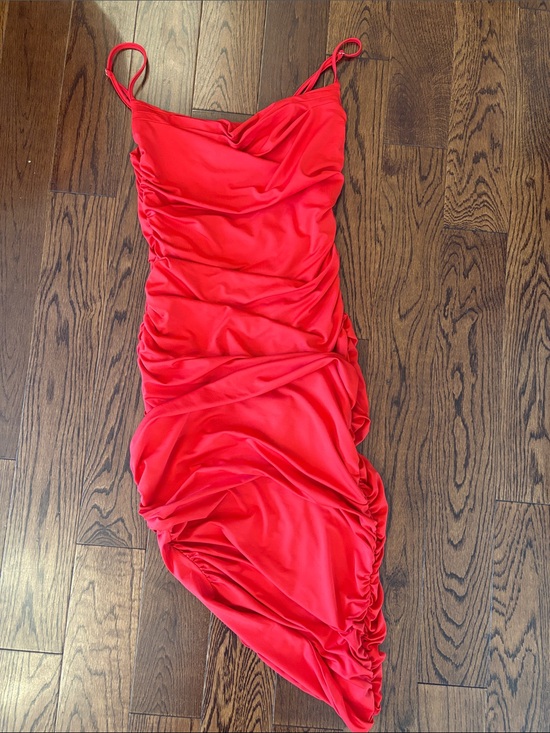 SHEIN Dresses & Skirts - SHEIN Red Ruched Asymmetrical Slip Dress